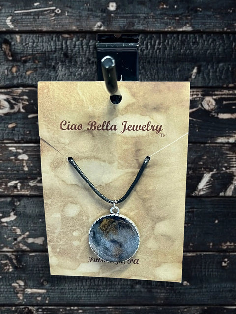 Go Gray Awareness Pendant Necklace – 18 Inch Black Twisted Cord | Brain Cancer Support | Made in USA Michelle Marie Boutique  Necklace