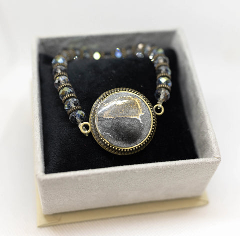 Go Gray Brain Cancer Awareness Bracelet – 25mm Crystal Pendant – Handmade Resin Alloy | Made in USA Michelle Marie Boutique  Bracelets