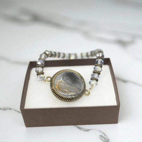 Go Gray Brain Cancer Awareness Bracelet – 25mm Crystal Pendant – Handmade Resin Alloy | Made in USA Michelle Marie Boutique  Bracelets