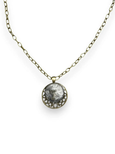 Go Gray Brain Cancer Awareness Circle Pendant Necklace Michelle Marie Boutique  Pendant Necklace