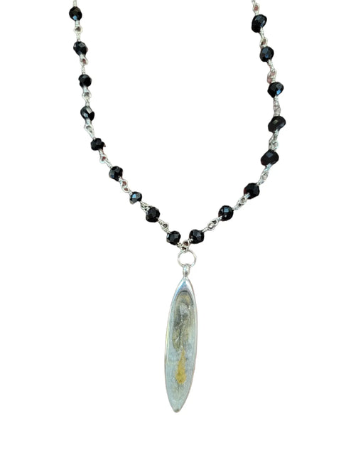 Go Gray Brain Cancer Awareness Necklace 24 Inch Black Beaded Chain with 2.25 Inch Diamond Pendant – Made in USA Michelle Marie Boutique  Necklace