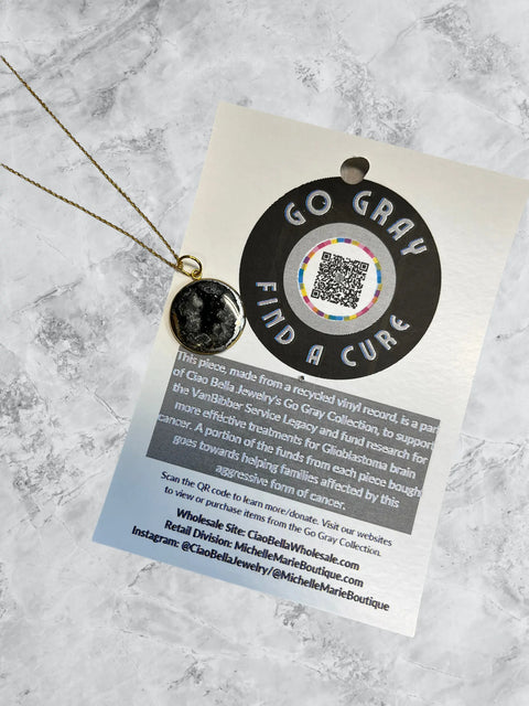Go Gray Gold Brain Cancer Awareness Necklace – 16 Inch Gold Plated Chain | Handmade in USA Charity Jewelry Michelle Marie Boutique 
