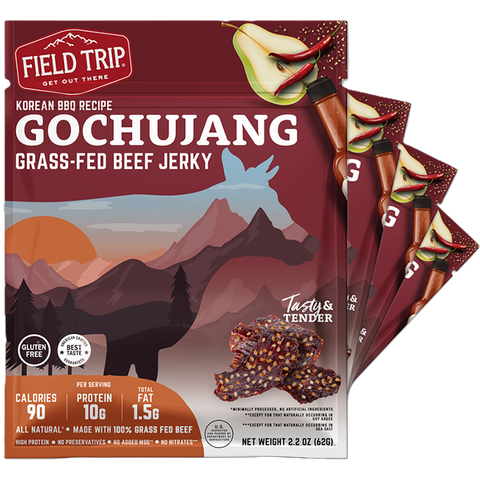 Field Trip Gochujang Korean BBQ Grass-Fed Beef Jerky 2.2oz 4-Pack | Made in USA Field Trip 