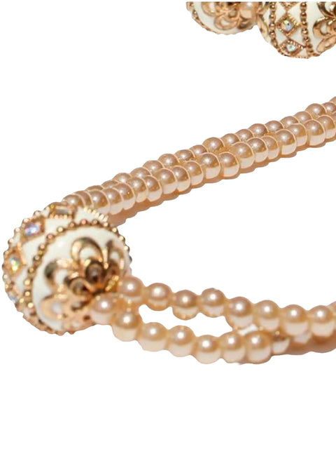 Gold Beaded Champagne Pearl Necklace with Rhinestone Accents – Elegant Jewelry | Made in USA Michelle Marie Boutique  Necklace
