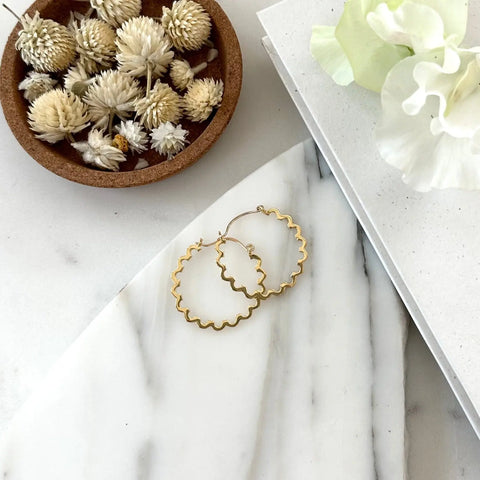 Gold Brass Scala Hoop Earrings – Handcrafted Fine Jewelry | Made in USA Sarah Cecelia  EARRINGS