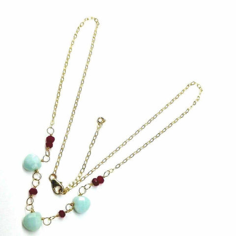Gold Chain Necklace With Mint Amazonite And Hot Pink Chalcedony Gems – Handmade Montana | Made in USA Alexa Martha Designs  Necklace
