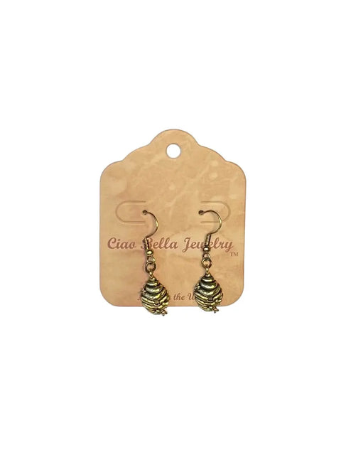 Gold Dangle Bee Hive Earrings – Honeycomb Drop Jewelry – Nature Inspired Design | Made in USA by Michelle Marie Boutique Michelle Marie Boutique  Earrings