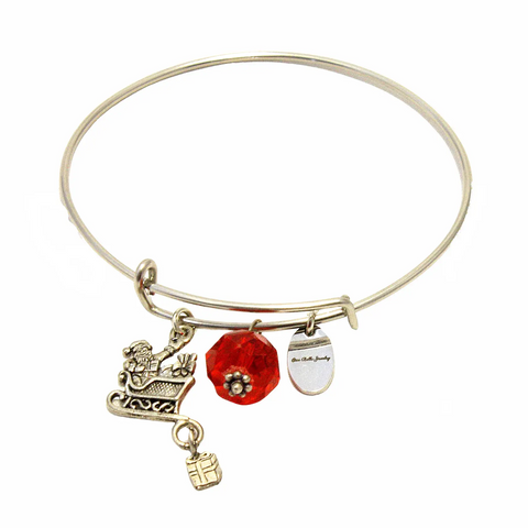 Gold Finish Holiday Charm Bangle Bracelet – Festive Crystal Accents | Made in USA Michelle Marie Boutique  Bracelet