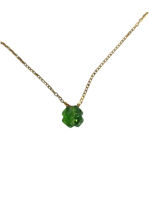 Gold Necklace With Green Austrian Crystal Clover | Small or Large | Lucky Pendant Michelle Marie Boutique  Necklaces