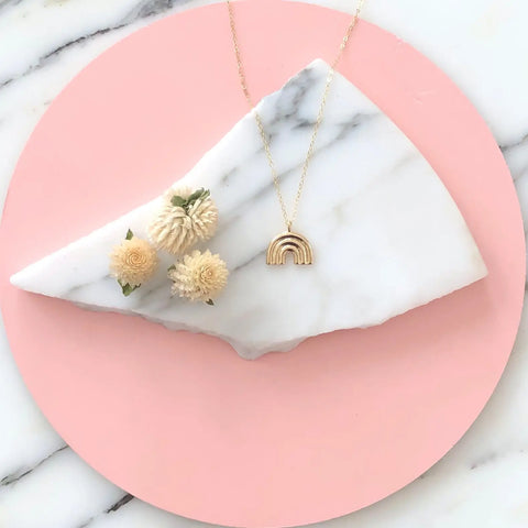 Gold Plated Rainbow Pendant Necklace – Handcrafted Brass Jewelry | Made in USA Sarah Cecelia  NECKLACES