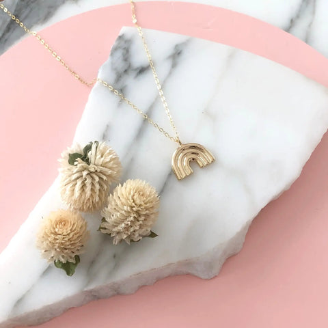 Gold Plated Rainbow Pendant Necklace – Handcrafted Brass Jewelry | Made in USA Sarah Cecelia  NECKLACES