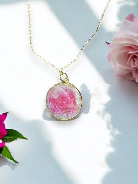Gold-Plated Resin Pendant Necklace | Unique Handmade Jewelry Michelle Marie Boutique  Necklaces