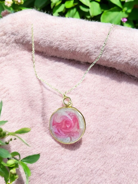 Gold-Plated Resin Pendant Necklace | Unique Handmade Jewelry Michelle Marie Boutique  Necklaces