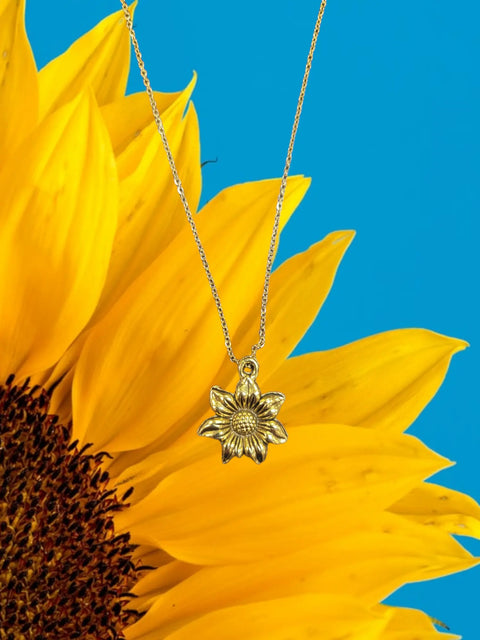 Gold Sunflower Pendant Necklace – Adjustable Plated Chain Gift Box | Made in USA Michelle Marie Boutique  Necklace
