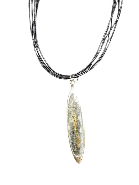 Gold and Gray Glitter Resin Pendant Necklace – Multi-Strand Cord with Sterling Silver Plating | Handmade in USA Michelle Marie Boutique  Necklaces