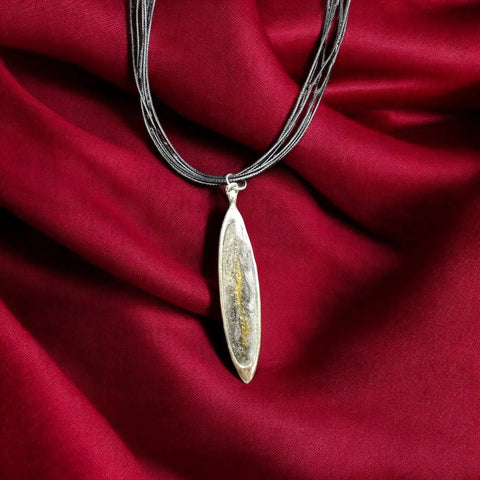 Gold and Gray Glitter Resin Pendant Necklace – Multi-Strand Cord with Sterling Silver Plating | Handmade in USA Michelle Marie Boutique  Necklaces