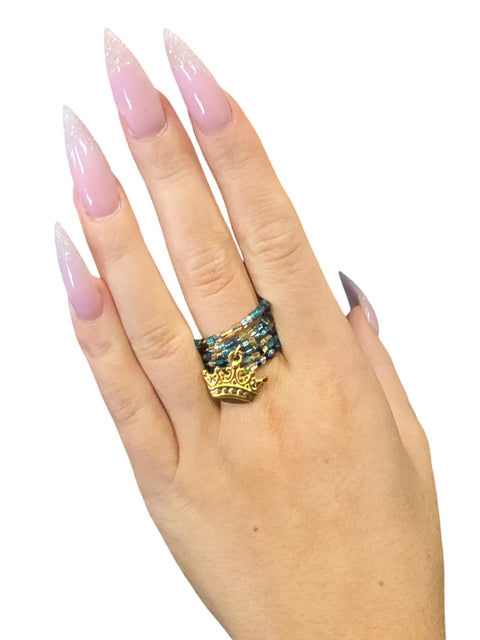 Golden Crown Charm Ring | Beaded Ring | Regal Jewelry Michelle Marie Boutique  Rings