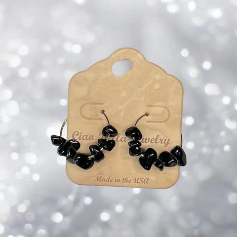 Golden Hoop Earrings With Gemstones Michelle Marie Boutique  Earrings