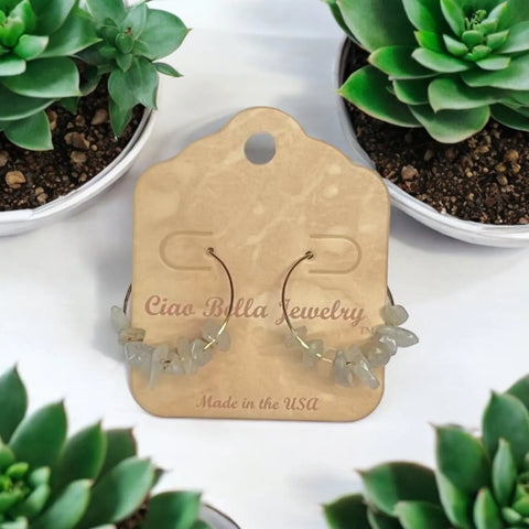 Golden Hoop Earrings With Gemstones Michelle Marie Boutique  Earrings