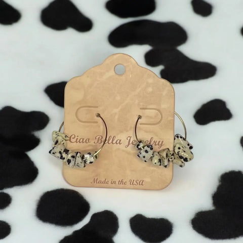 Golden Hoop Earrings With Gemstones Michelle Marie Boutique  Earrings