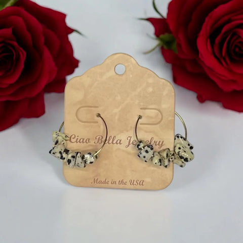 Golden Hoop Earrings With Gemstones Michelle Marie Boutique  Earrings