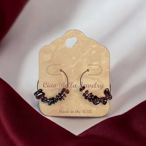 Golden Hoop Earrings With Gemstones Michelle Marie Boutique  Earrings