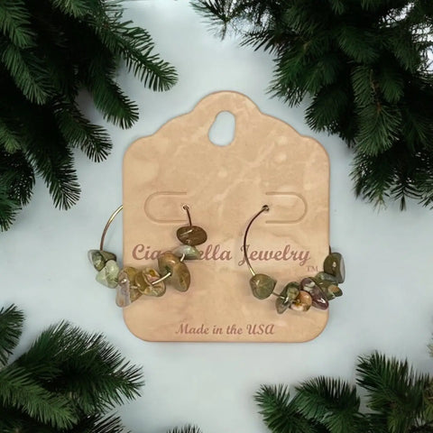 Golden Hoop Earrings With Gemstones Michelle Marie Boutique  Earrings