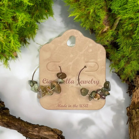 Golden Hoop Earrings With Gemstones Michelle Marie Boutique  Earrings