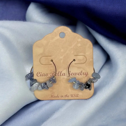 Golden Hoop Earrings With Gemstones Michelle Marie Boutique  Earrings