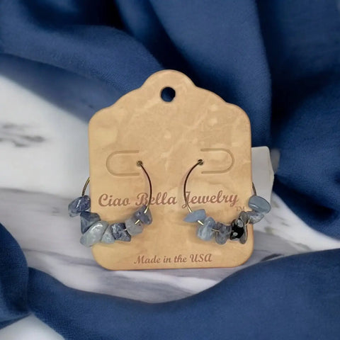 Golden Hoop Earrings With Gemstones Michelle Marie Boutique  Earrings