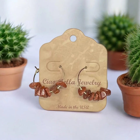 Golden Hoop Earrings With Gemstones Michelle Marie Boutique  Earrings