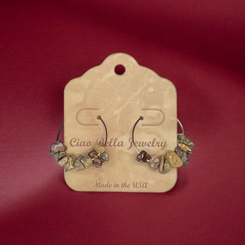 Golden Hoop Earrings With Gemstones Michelle Marie Boutique  Earrings