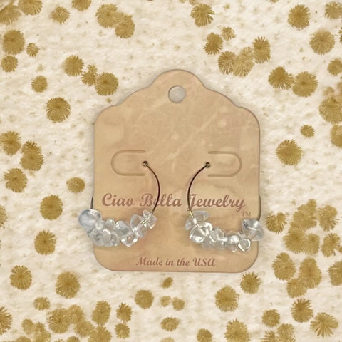 Golden Hoop Earrings With Gemstones Michelle Marie Boutique  Earrings