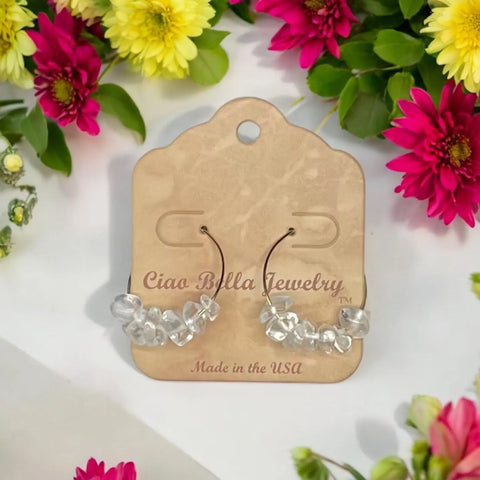 Golden Hoop Earrings With Gemstones Michelle Marie Boutique  Earrings