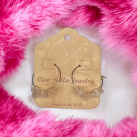 Golden Hoop Earrings With Gemstones Michelle Marie Boutique  Earrings