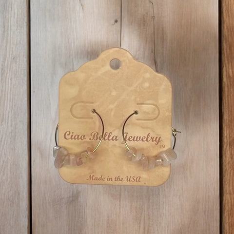 Golden Hoop Earrings With Gemstones Michelle Marie Boutique  Earrings