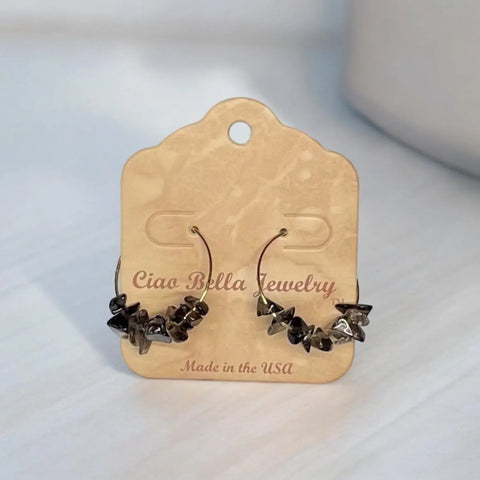 Golden Hoop Earrings With Gemstones Michelle Marie Boutique  Earrings