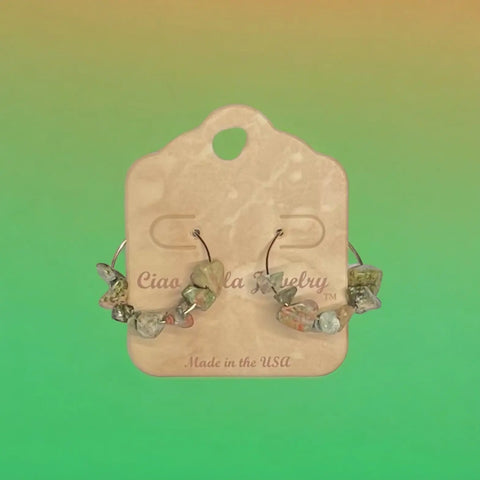 Golden Hoop Earrings With Gemstones Michelle Marie Boutique  Earrings