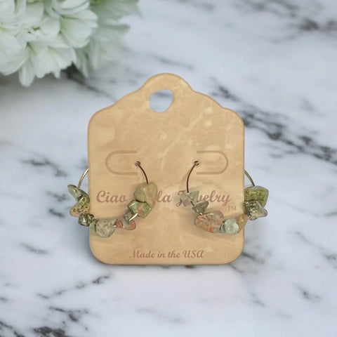 Golden Hoop Earrings With Gemstones Michelle Marie Boutique  Earrings