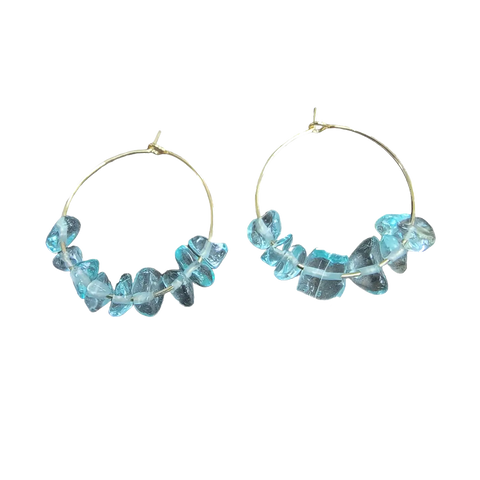 Golden Hoop Earrings With Gemstones Michelle Marie Boutique  Earrings