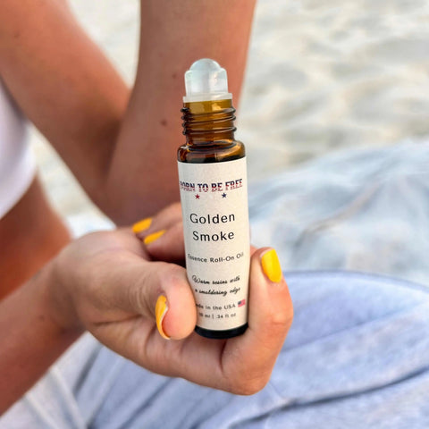 Golden Smoke Essence Roll-On Oil 10ml – Unisex Natural Fragrance with Frankincense and Patchouli | Made in USA Born to be Free  Essence Roll-On Oil