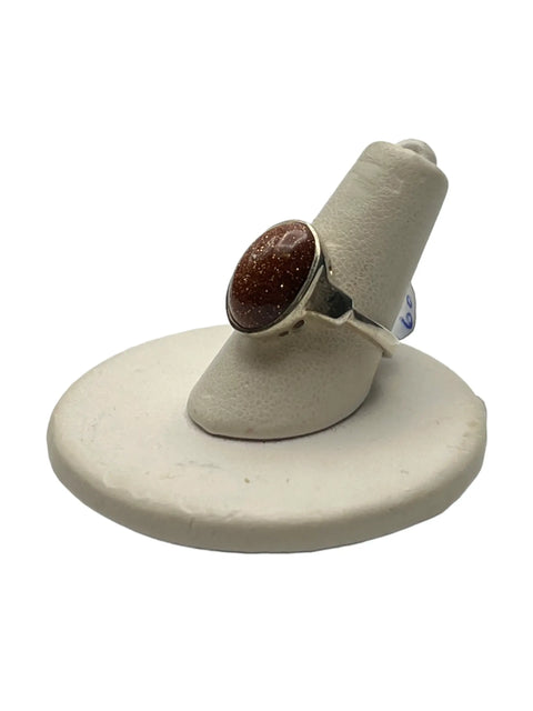 Goldstone Oval Ring – Sterling Silver Band Adjustable 5.5-10 | Handcrafted Jewelry Made in USA Michelle Marie Boutique  Rings