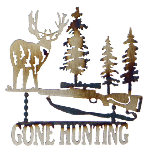 Gone Hunting Deer Wall Art –  Handcrafted Metal Plaque, Rustic Finish | Made In USA Knights Home Decor  item