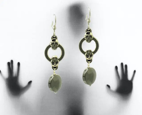 Gothic Black Silver Skull Charm Drop Earrings – High-Quality Pewter Jewelry | Handmade in USA Michelle Marie Boutique  Earrings
