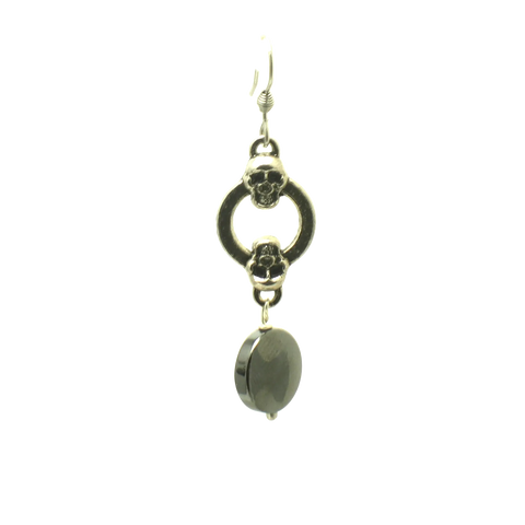 Gothic Black Silver Skull Charm Drop Earrings – High-Quality Pewter Jewelry | Handmade in USA Michelle Marie Boutique  Earrings