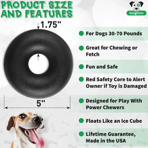 Goughnuts Medium Dog Ring Toy – Durable Natural Rubber Chew Toy for 30-70 lb Dogs | Made in USA Goughnuts 