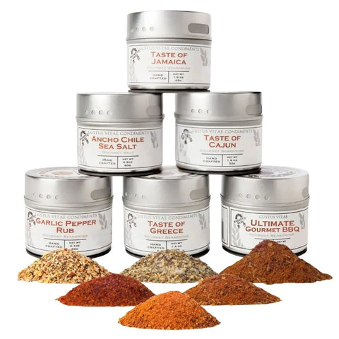 Gourmet BBQ Spice Set – 6 Handcrafted Seasoning Tins | Made in USA Gustus Vitae  Collections & Gift Sets