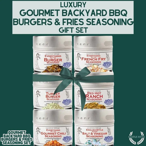 Gourmet Backyard Burger & Fries Seasoning Collection – Six-Pack Spice Set | Made in USA Gustus Vitae  Collections & Gift Sets