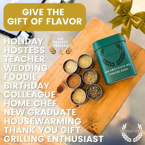 Gourmet Culinary Favorites  | Gift Packaged Seasoning Collection | Set of 6 | Go to Gift for All Occasions Gustus Vitae  Collections & Gift Sets
