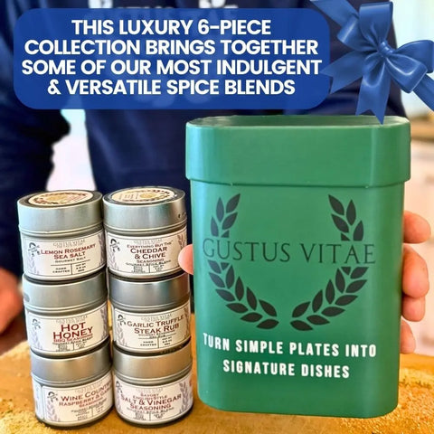 Gourmet Seasoning Gift Set – 6 Artisanal Spice Blends in 4oz Tins | Handcrafted Flavor Collection | Made in USA Gustus Vitae  Collections & Gift Sets
